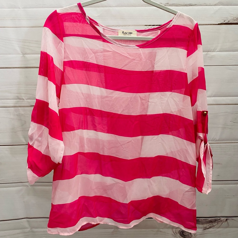 NWOT Pink and white striped blouse